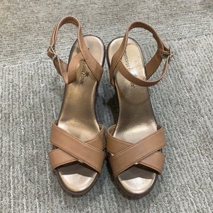 Montego Bay Club Tan Wedges, Size 7.5, Barely worn.